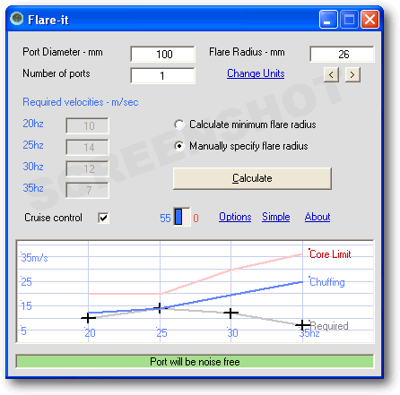 Screenshot of "Flare-it" calculator