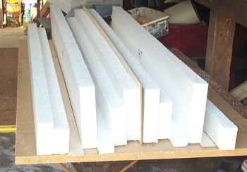 Photo of styrofoam cores to support the plywood used on the sound diffusers