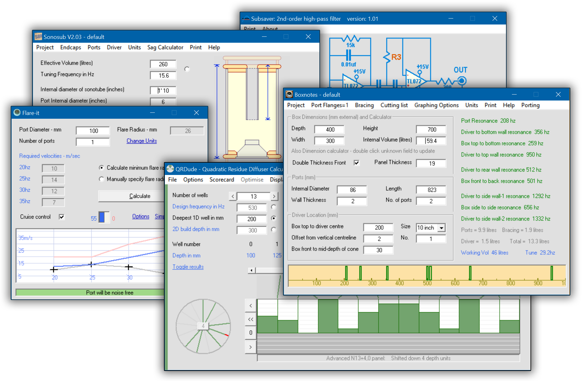 Screenshots of original software that supports WinISD